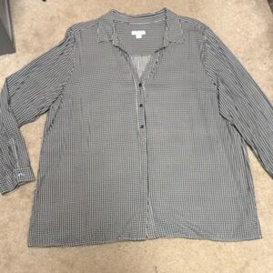 J. Jill Black and White Checkered Blouse